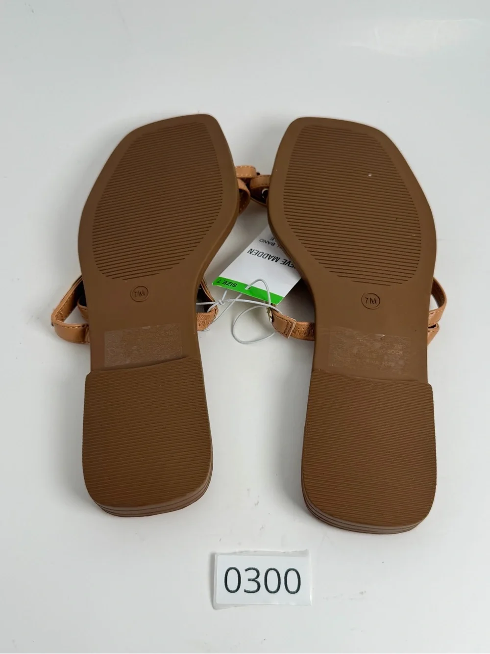 Steve Madden Tan Thong Sandal with Gold Rings